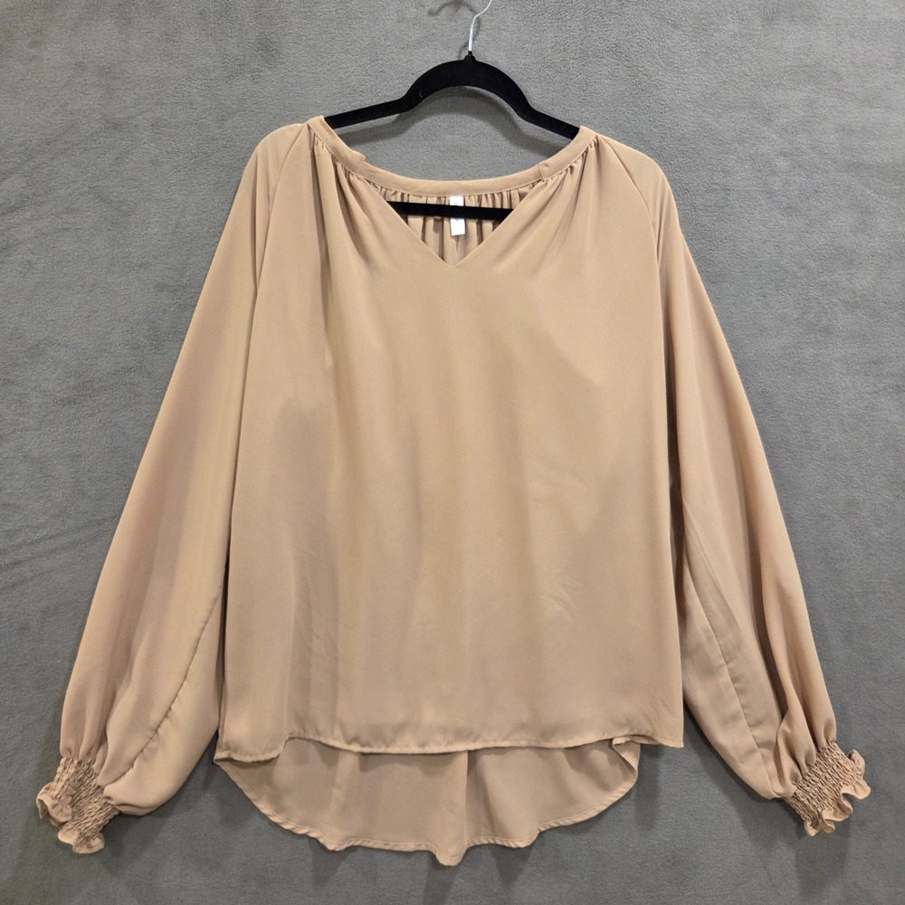 Dokotoo Peasant V Neck Blouse Top Women's Size Large Boho Flowy Office Casual